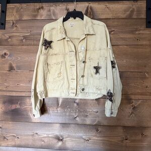 POL Beige Jean Jacket with Dark Star Details